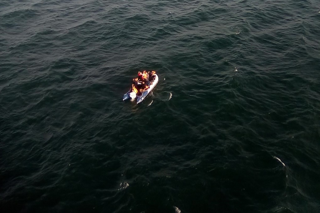 A boat in which some 11 migrants were attempting to cross the English Channel, in waters off the coastal town of Calais, northern France. File photo: AFP