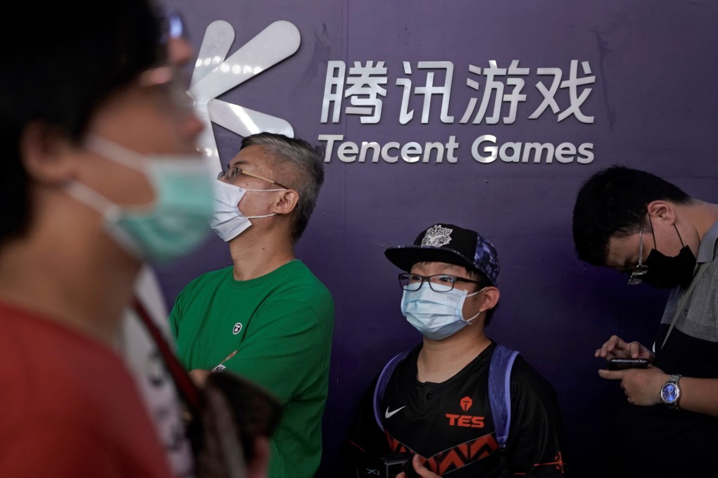 A Tencent Games sign is seen at the China Digital Entertainment Expo and Conference in Shanghai on July 31. Video game-streaming platforms Huya and DouYu both feature Tencent Holdings’ marquee titles like PUBG Mobile and Honour of Kings. Photo: Reuters
