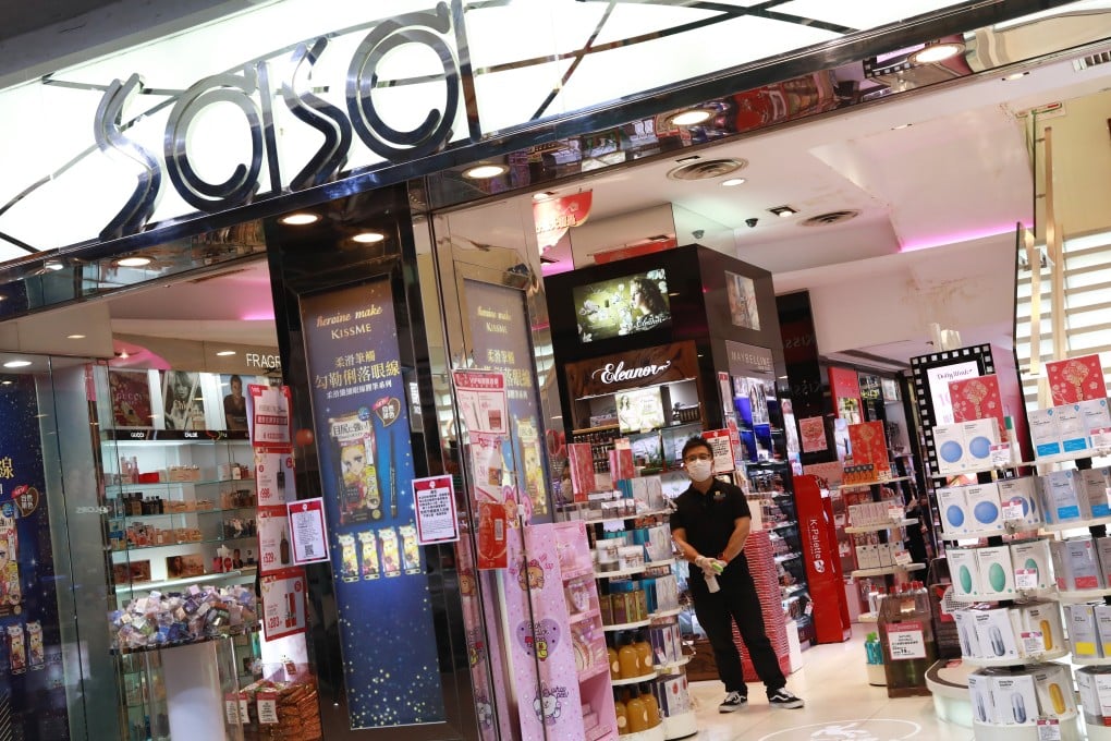 Staff wearing mask in a Sa Sa beauty retail shop in Causeway Bay at the onset of coronavirus pandemic in February 2020. Photo: May Tse