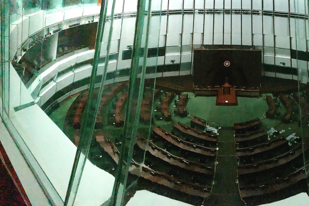 The main chamber in the Legislative Council Complex in Tamar sits empty on July 28. The Hong Kong government has attempted to justify postponing this year’s elections on public health grounds. Photo: Nora Tam