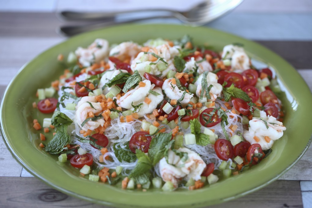 Susan Jung’s butterflied shrimp with glass noodles and fish sauce and garlic sauce. Photography: SCMP / Jonathan Wong. Styling: Nellie Ming Lee. Kitchen: courtesy of Culinart