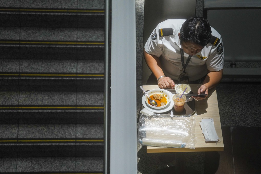 A table for one at a restaurant at the Hong Kong International Airport on July, as social distancing measures continue. Photo: Winson Wong