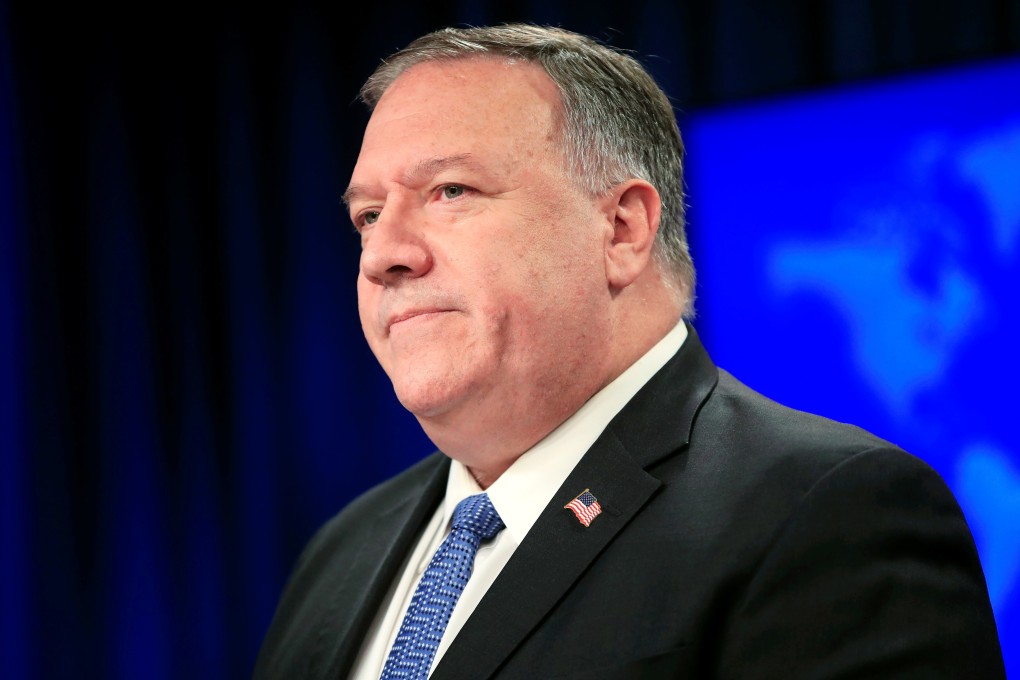 US Secretary of State Mike Pompeo attends at a news conference at the State Department in Washington on Wednesday. Photo: Reuters