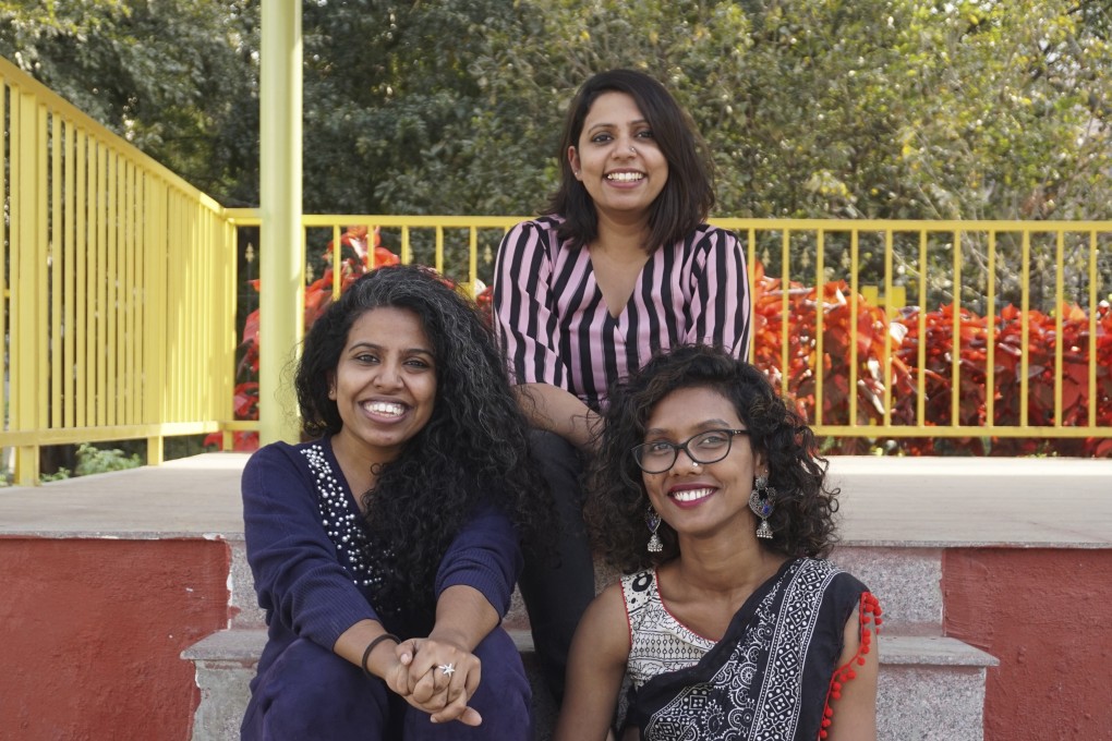 (Left to right) Hidden-Pocket’s Jasmine George, Aisha George and Athira Purushothaman. The sexual and reproduction health platform helps women find a safe abortion clinic and counsels them. Photo: Hidden-Pockets