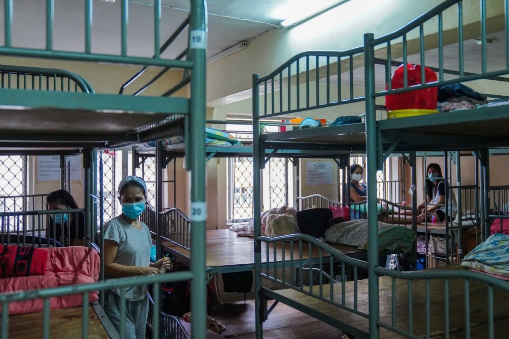Domestic helpers at a boarding house in Causeway Bay. Photo: Sam Tsang