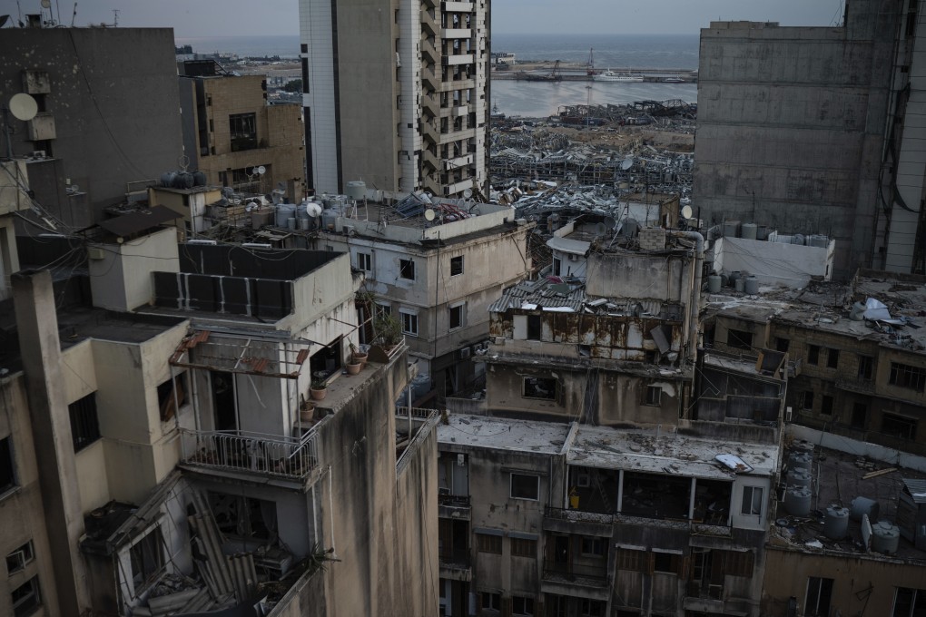 Damaged buildings in a neighbourhood near the site of the Beirut port explosion. Photo: AP