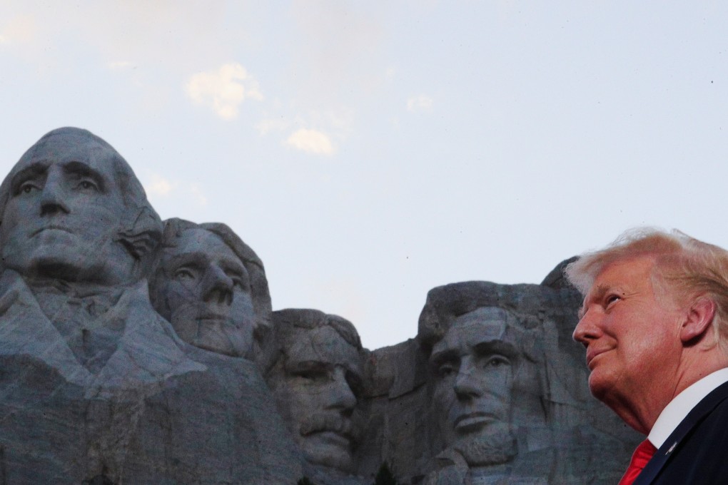 US President Donald Trump in front of Mount Rushmore in July. File photo: Reuters