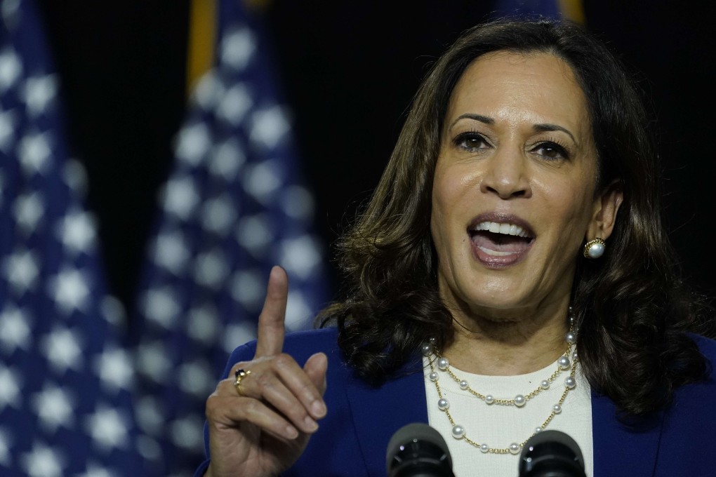 Senator Kamala Harris speaks during a campaign event in Wilmington, Delaware, on Wednesday, in her first appearance as Joe Biden’s running mate. Photo: AFP