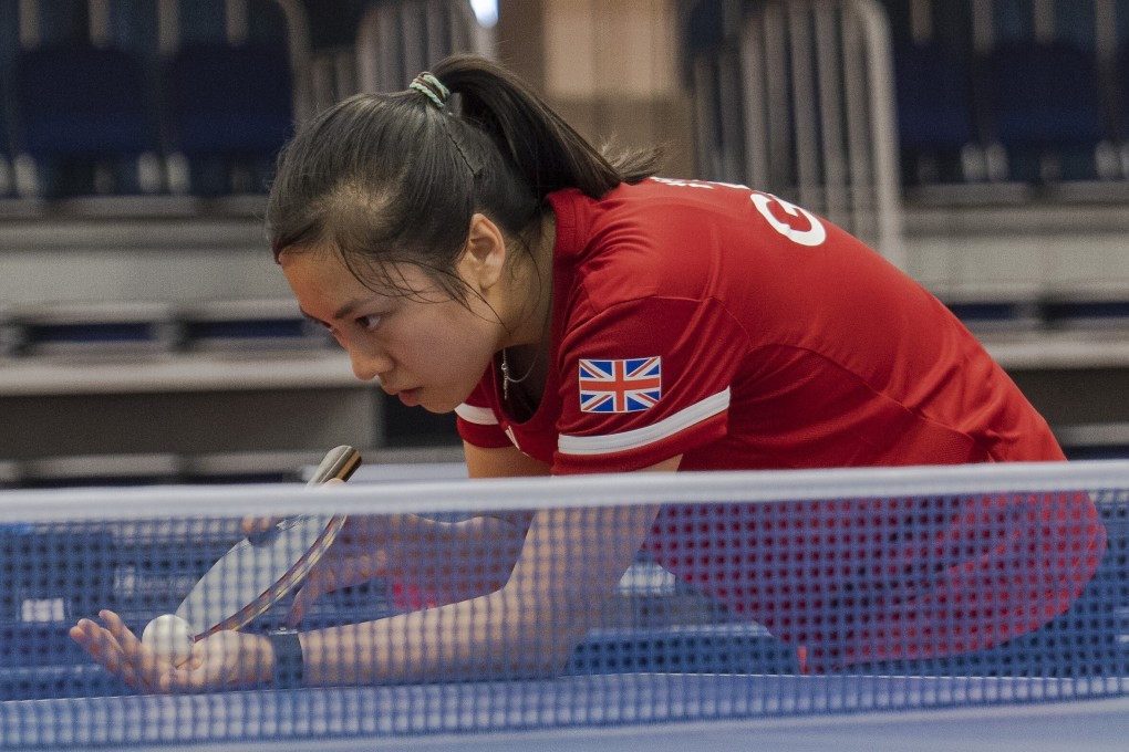Tin-Tin Ho serves for Team GB during a training session at the Tennis Olympic Centre at the 2019 European Games in Minsk, Belarus in 2019. Photo: Sam Mellish