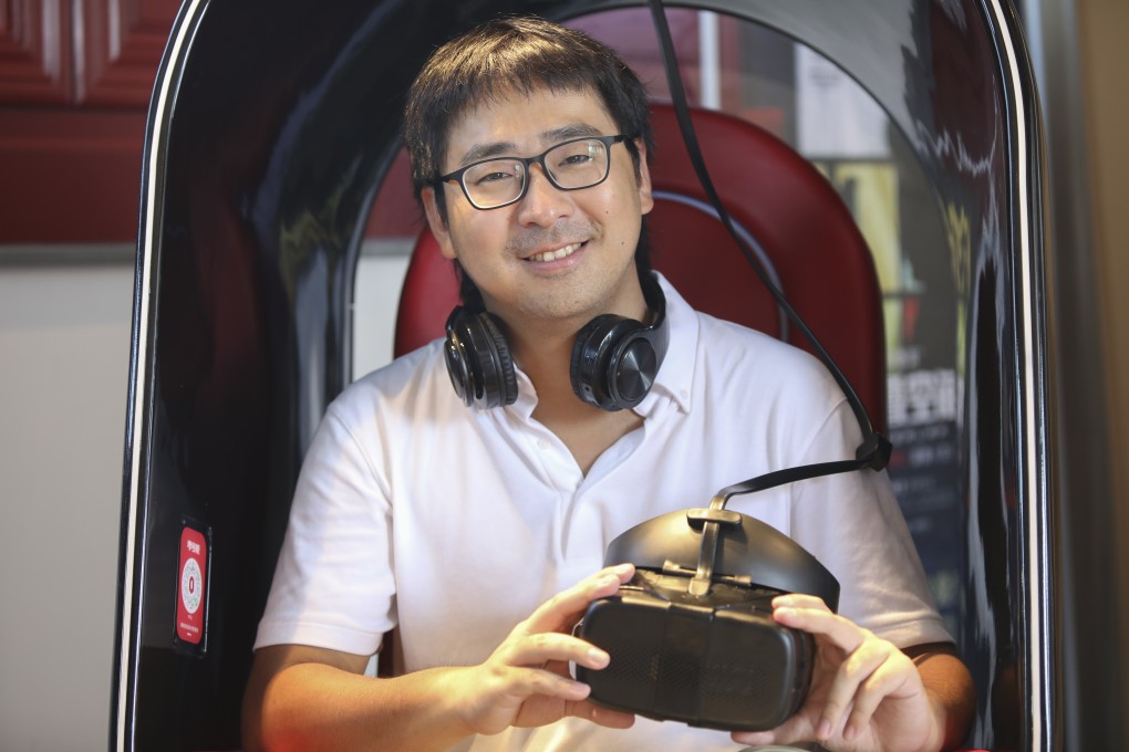 Ayden Ye Hanzhong, co-founder of VeeR, a producer and distributor of virtual-reality films, at the exhibition of Cannes XR film competition entries at Longfu Temple in Beijing. Photo: Simon Song