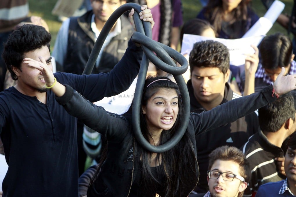 A protest in New Delhi following the brutal gang rape and murder of a medical student on a bus, in December 2012. Photo: Getty Images