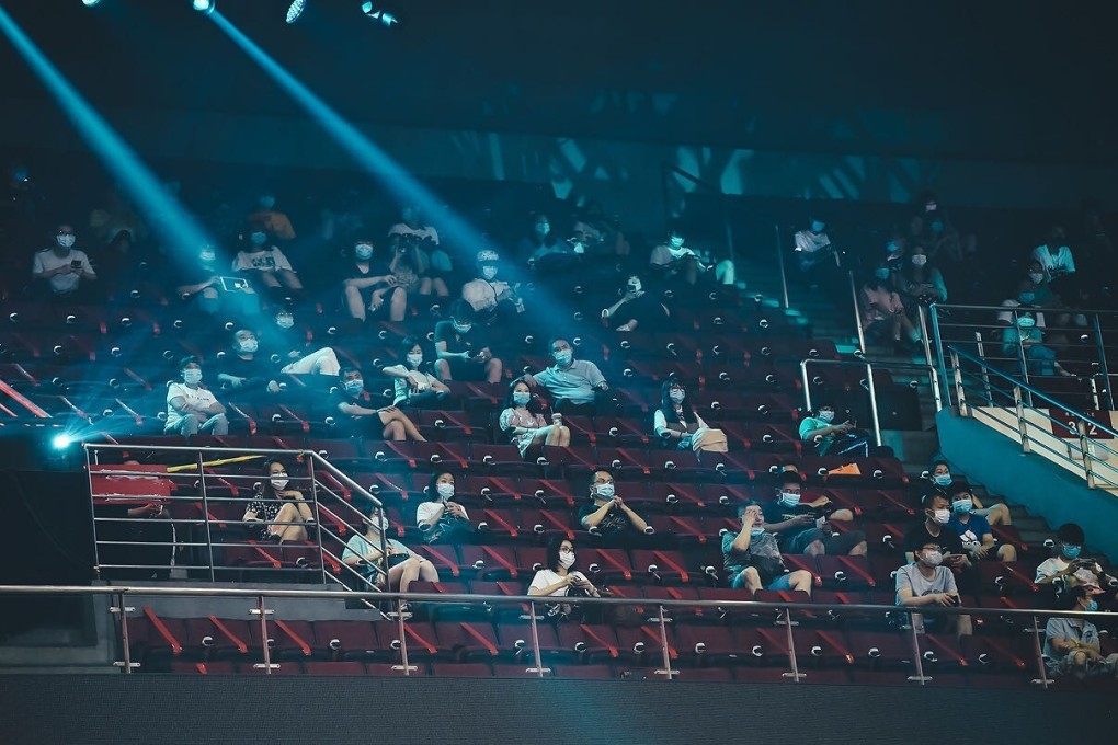 The Honour of Kings World Champion Cup 2020 has a sparse audience at Beijing's Wukesong Arena on August 16 thanks to strict controls because of the coronavirus. Photo: Tencent