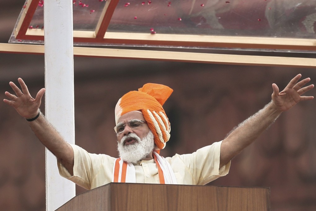 Indian Prime Minister Narendra Modi addresses the nation during Independence Day celebrations in New Delhi on August 15. Photo Reuters