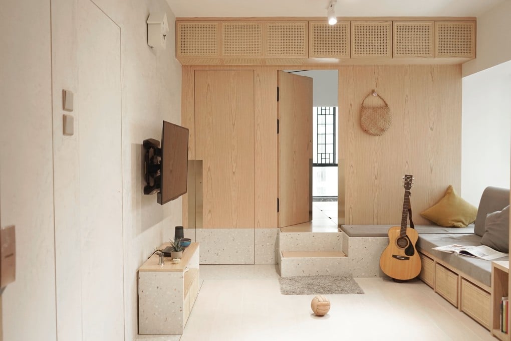 Designed by Absence from Island, Martin So and Vivian Tsang share their Tseung Kwan O home with their young son and helper. Photography: Ireen Sit