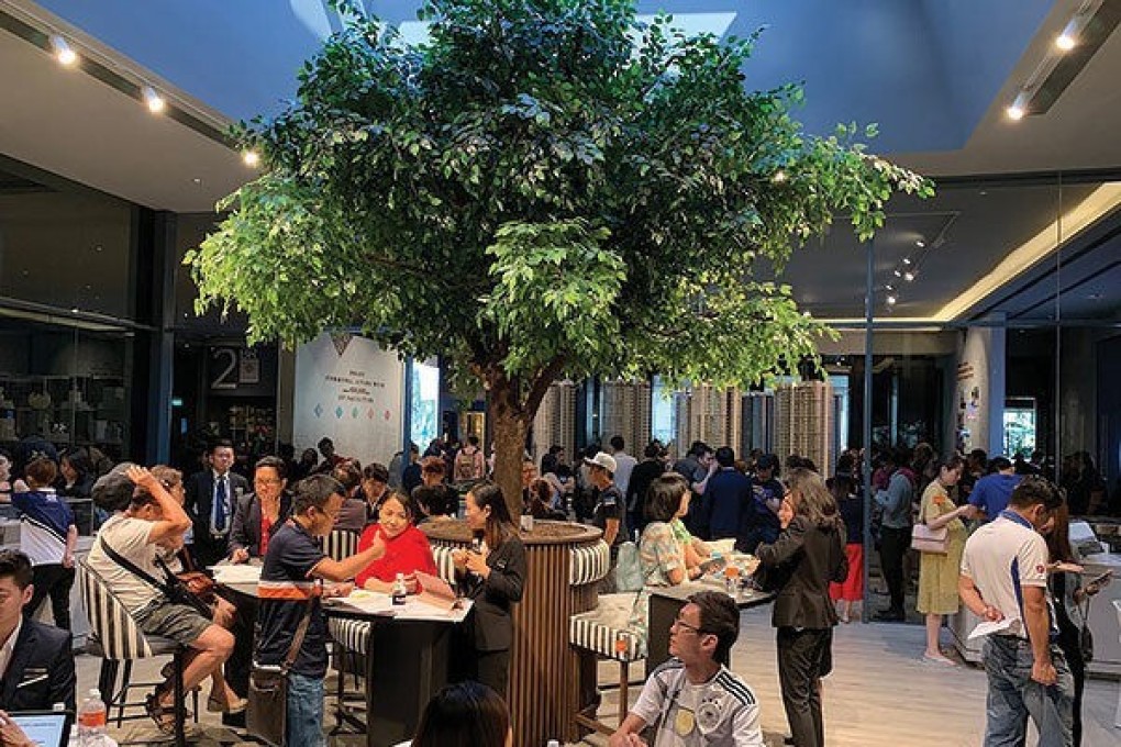 Property buyers during a 2019 sales preview at the Parc Clematis, the second-best selling residential property project in July in Singapore. Photo: The Edge Singapore