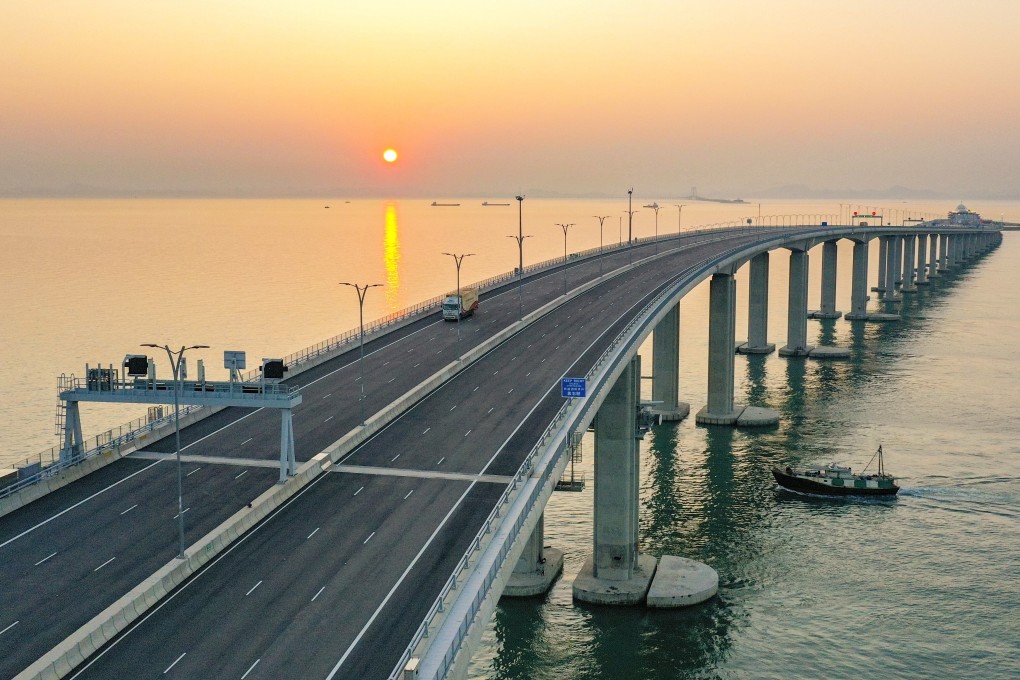A view of the Hong Kong-Zhuhai-Macau Bridge at sunset. Hong Kong will still be the gateway to China, but its global image is tarnished. Photo: Winson Wong