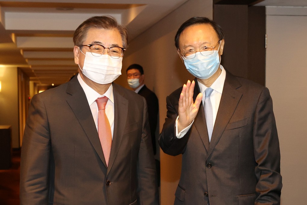 China’s top diplomat, Yang Jiechi (right) met South Korea’s national security adviser Suh Hoon in Busan on Saturday. Photo: Reuters