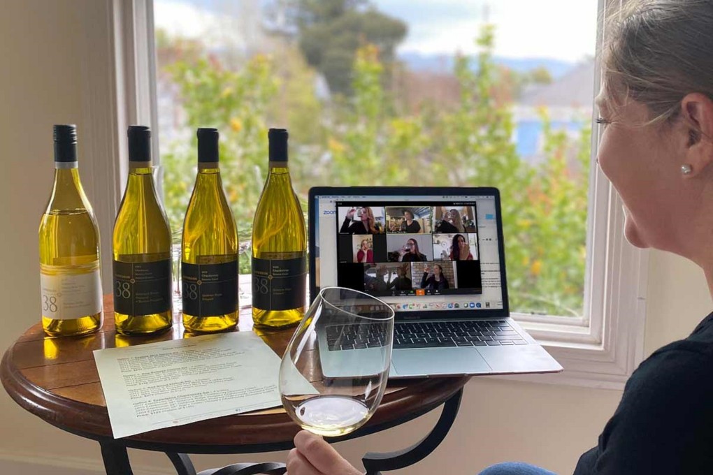 A woman takes part in an online wine tasting session. Virtual wine tasting is proving so popular that many believe online tasting sessions will continue after the pandemic passes. Photo: Priority Wine Pass