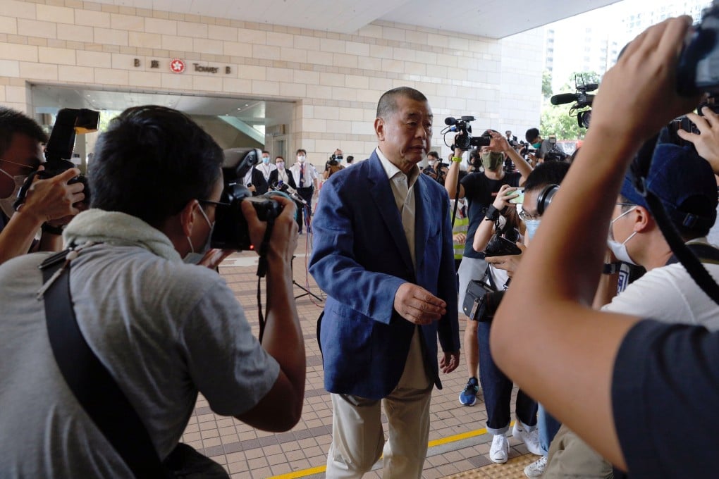 Apple Daily founder Jimmy Lai arrives at West Kowloon Court on Monday. Photo: K. Y. Cheng