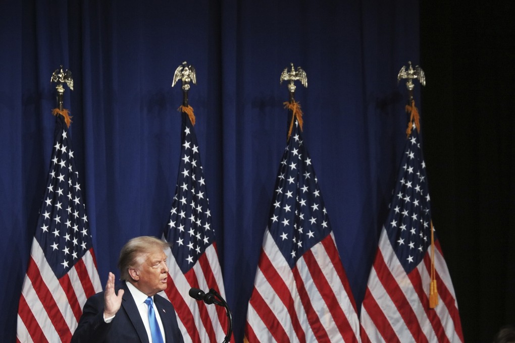 President Donald Trump speaks during the first day of the Republican National Convention in Charlotte, North Carolina. Photo: AP