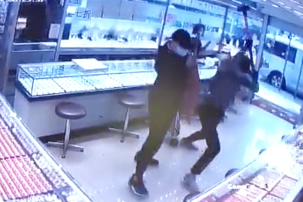 The robbers used a sledgehammer to smash the display counter. Photo: Handout