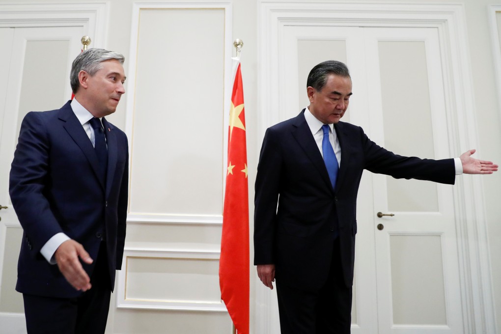 China's foreign minister Wang Yi meets with Canada's Foreign Minister Francois-Philippe Champagne in Rome. Photo: Reuters