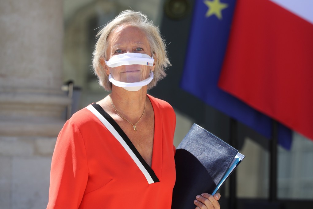 French Secretary of State for people with disabilities Sophie Cluzel wears a transparent face mask. Deaf people and those who are hard of hearing cannot read the lips or facial cues of their interlocutors when they wear conventional face masks. Photo: Ludovic Marin/AFP