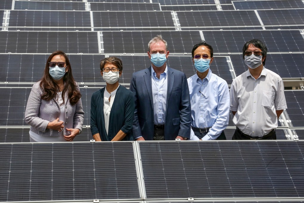 Maria Leung (left) and HKUST’s Christine Loh Kung-wai, Davis Bookhart, Jimmy Fung Chi-hung and Alexis Lau Kai-hon at the launch of the scheme. Photo: Jonathan Wong