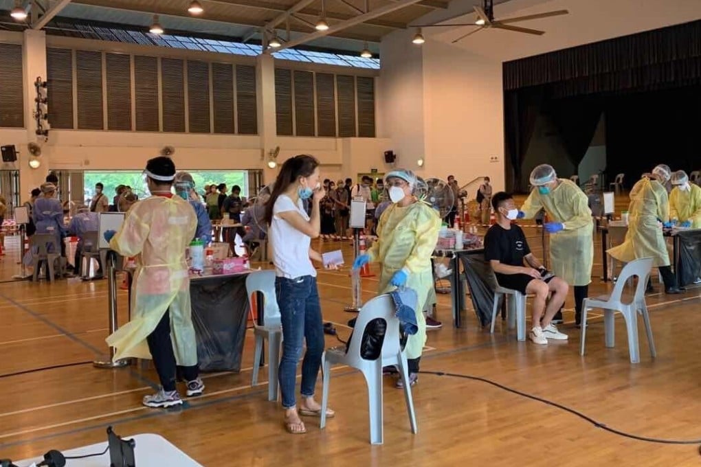 Long queues are seen at a regional screening centre in Singapore where would-be travellers can undergo coronavirus testing. Photo: Handout