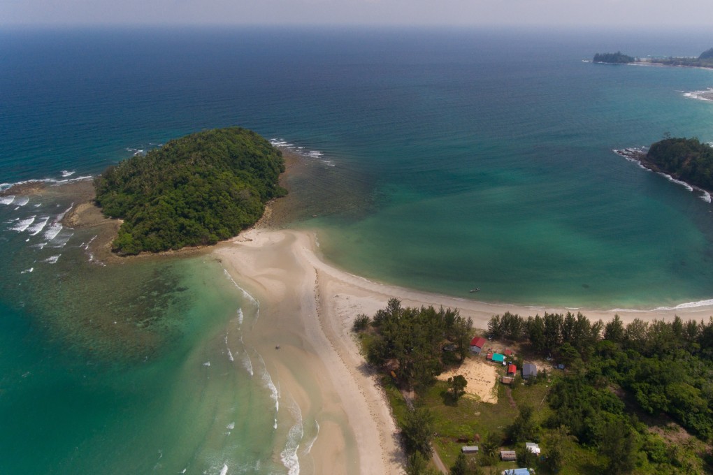 An aerial view of Kelambu Beach in Sabah, Malaysia. Photo: Shutterstock