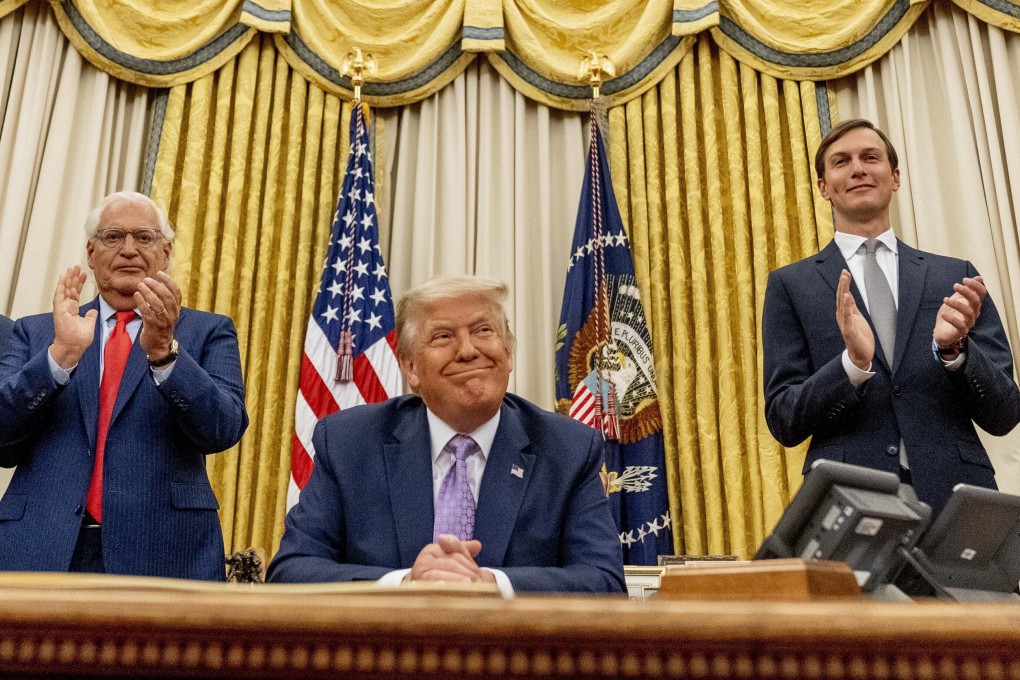 US President Donald Trump smiles after announcing that the United Arab Emirates and Israel have agreed to establish full diplomatic ties. Photo: AP