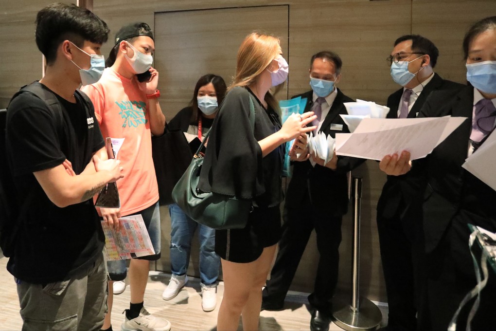 Potential buyers queueing up at the sales office of Seacoast Royale in Tuen Mun at the project’s sales office in Tsim Sha Tsui on 29 August 2020. Photo: May Tse