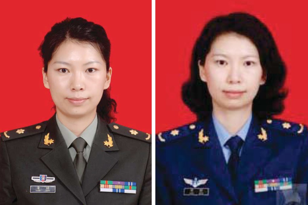 Photographs of Tang Juan in uniform are part of the case against her on visa fraud charges, in federal court in Sacramento, California. Photo: EPA-EFE