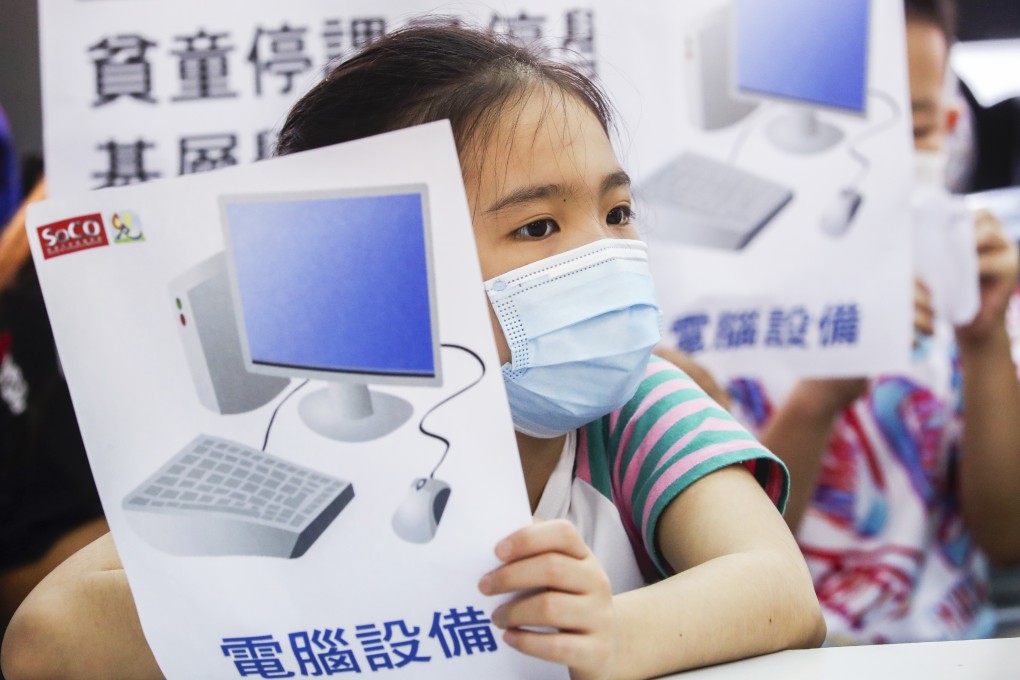 A church-backed group helping the underprivileged hosted a press conference for its survey laying out the struggles of some pupils trying to take online classes. Photo: Edmond So