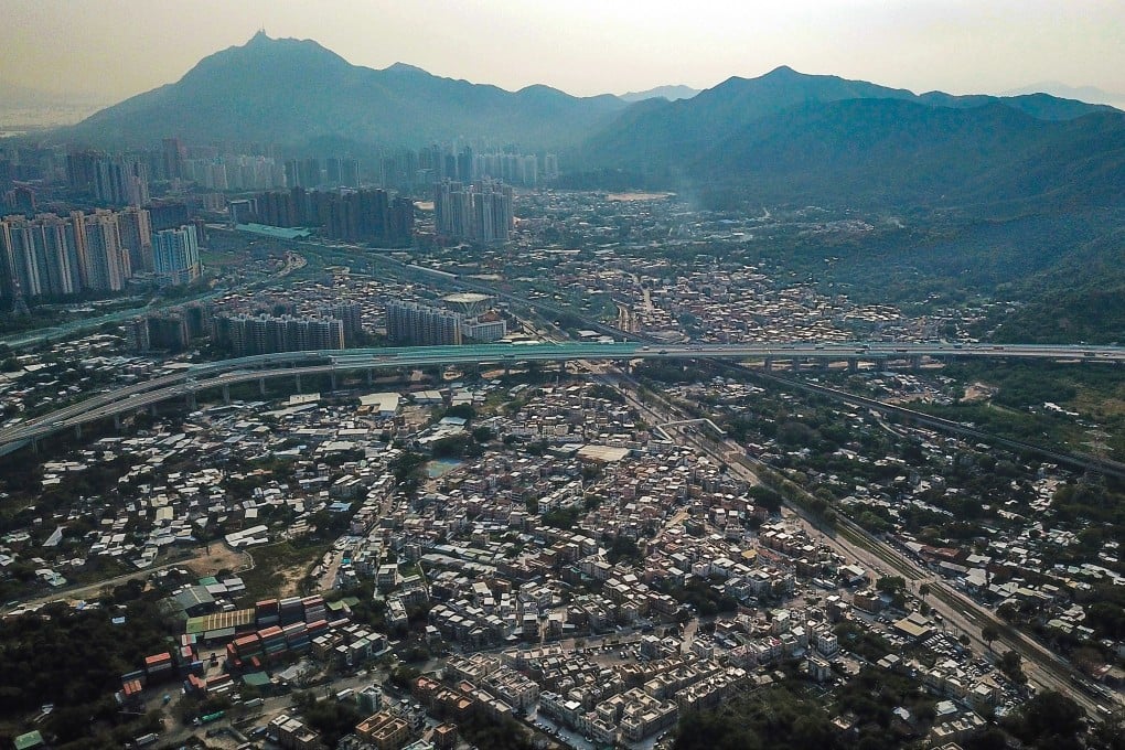 An aerial view of Hung Shui Kiu facing northeast, towards Tuen Mun, where the Liber Research Community identified the largest brownfield cluster in the New Territories. Photo: Roy Issa