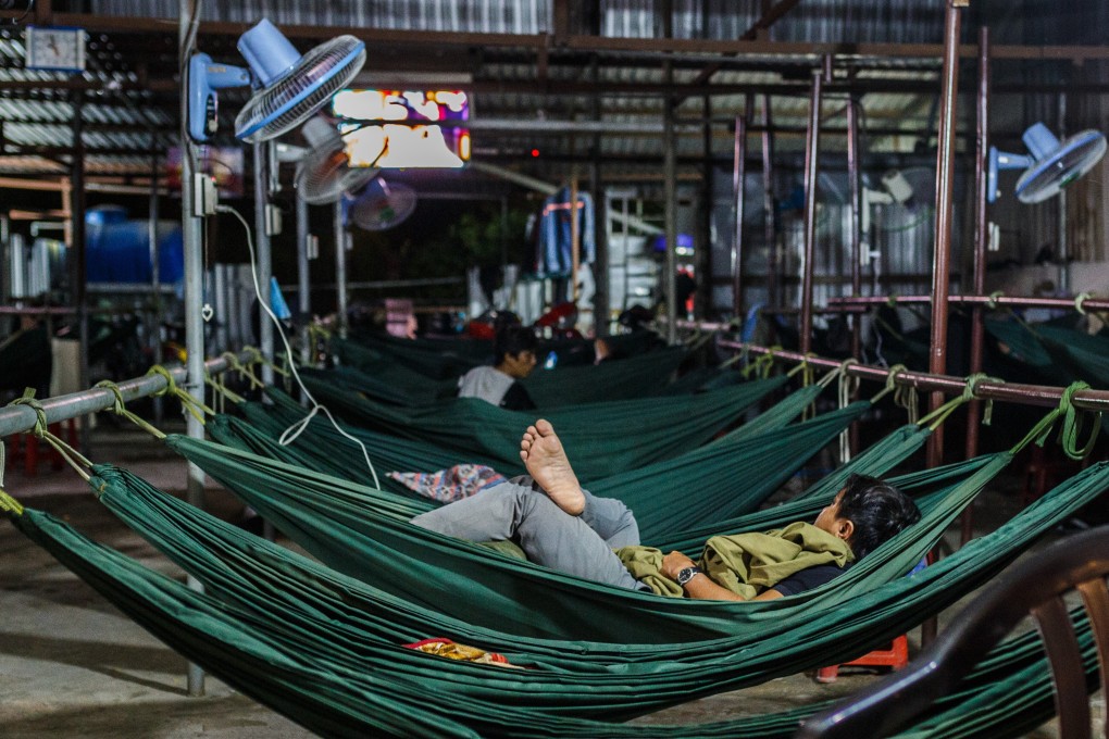 Inside a hammock cafe on the outskirts of Vietnam’s Ho Chi Minh City, where low-wage labourers can find some shelter for 86 US cents per night. Photo: Giang Pham