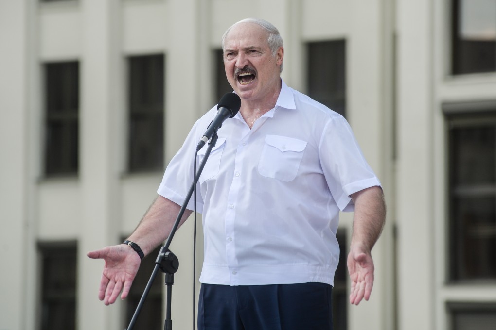 Belarusian President Alexander Lukashenko addresses his supporters during a rally in Minsk, Belarus. Photo: EPA