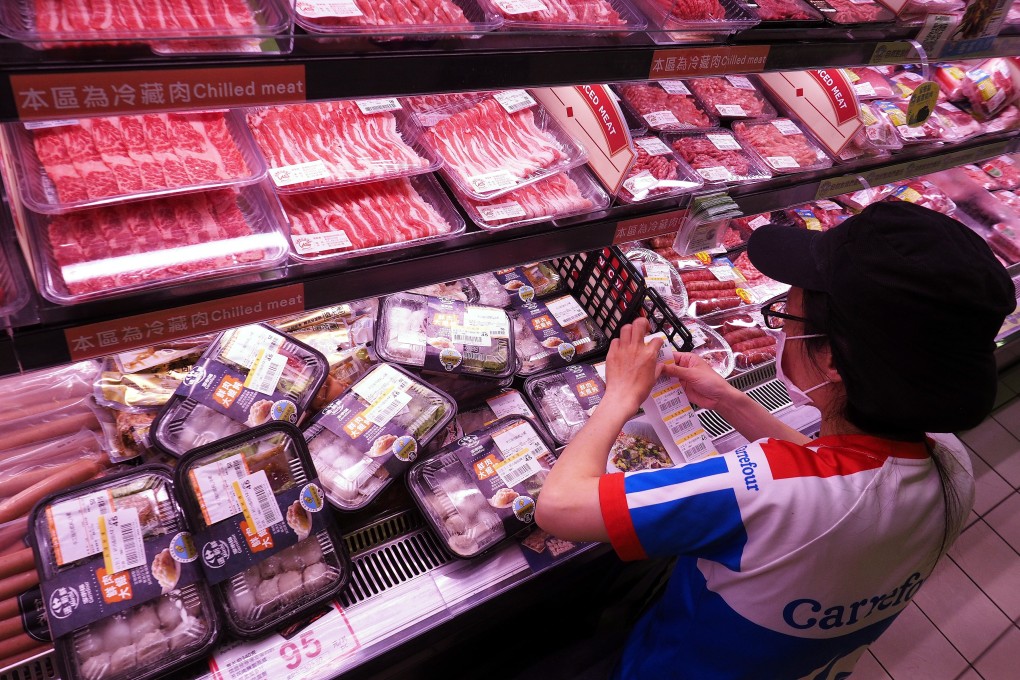 Packaged meat at a supermarket in Taipei. President Tsai Ing-wen has announced that Taiwan will ease restrictions on importing US pork and beef from cattle over 30 months old to promote Taiwan-US trade ties. Washington has repeatedly urged Taiwan to lift pork and beef restrictions, calling it the main obstacle to signing a Taiwan-US free-trade pact. Photo: EPA-EFE