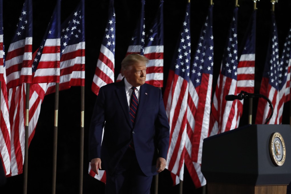 US President Donald Trump arrives to speak during the Republican National Convention on the South Lawn of the White House in Washington on Thursday. Photo: Bloomberg