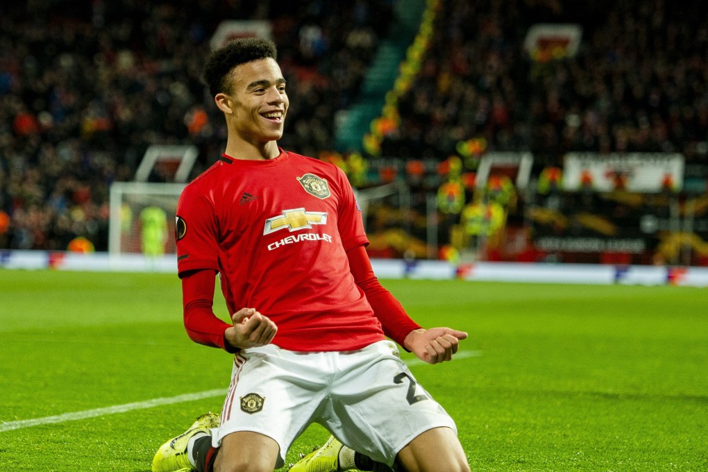 Manchester United's Mason Greenwood celebrates a goal. He has switched from forward to midfield ahead of the new Fantasy Premier League season. Photo: EPA