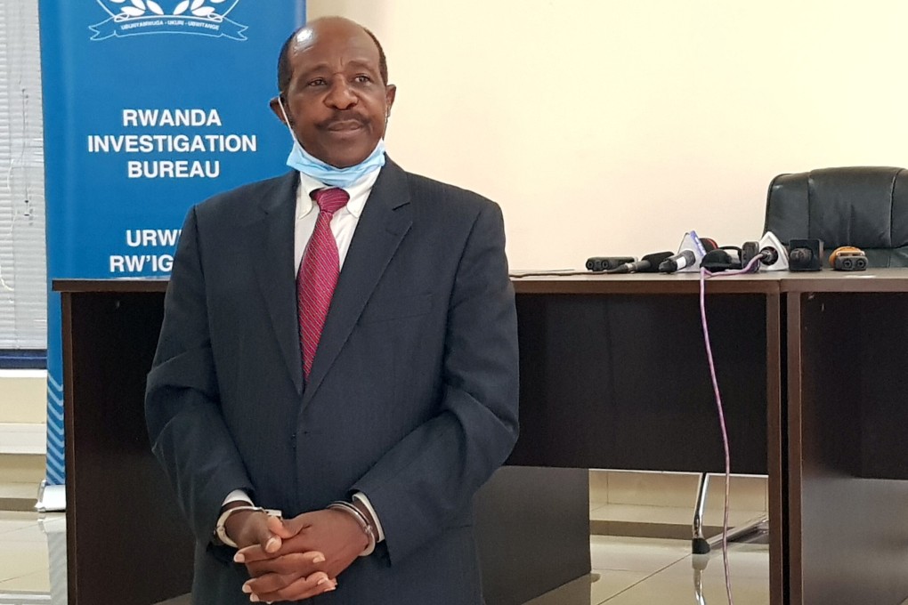 Paul Rusesabagina was paraded in front of media in handcuffs. Photo: Reuters