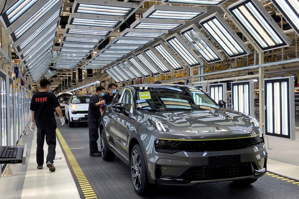 Employees work on a Lynk & Co car production line at Geely’s Yuyao plant in Ningbo city, Zhejiang province. Photo: Reuters