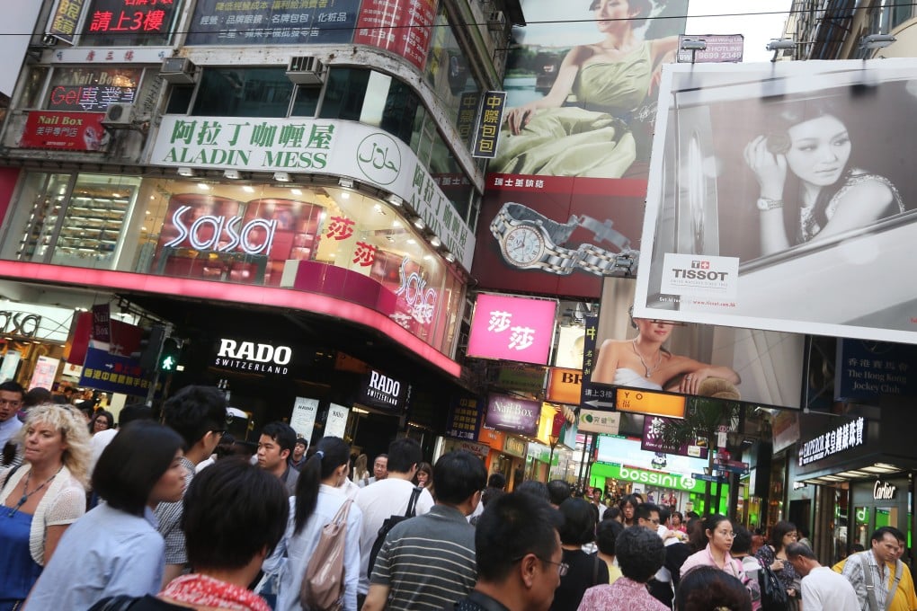 The ‘Ginza’ buildings sprouted across Hong Kong, especially in tourist districts like Causeway Bay (pictured) and Tsim Sha Tsui, during a boom in tourism to satisfy demand in a city famous for its shortage of space. Photo: Sam Tsang
