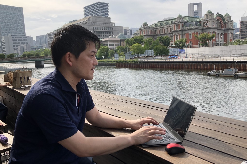 Yoshimasa Higashihara, an assistant manager with Japan Airlines, enjoys a ‘workation’ in Osaka. Photo: Handout
