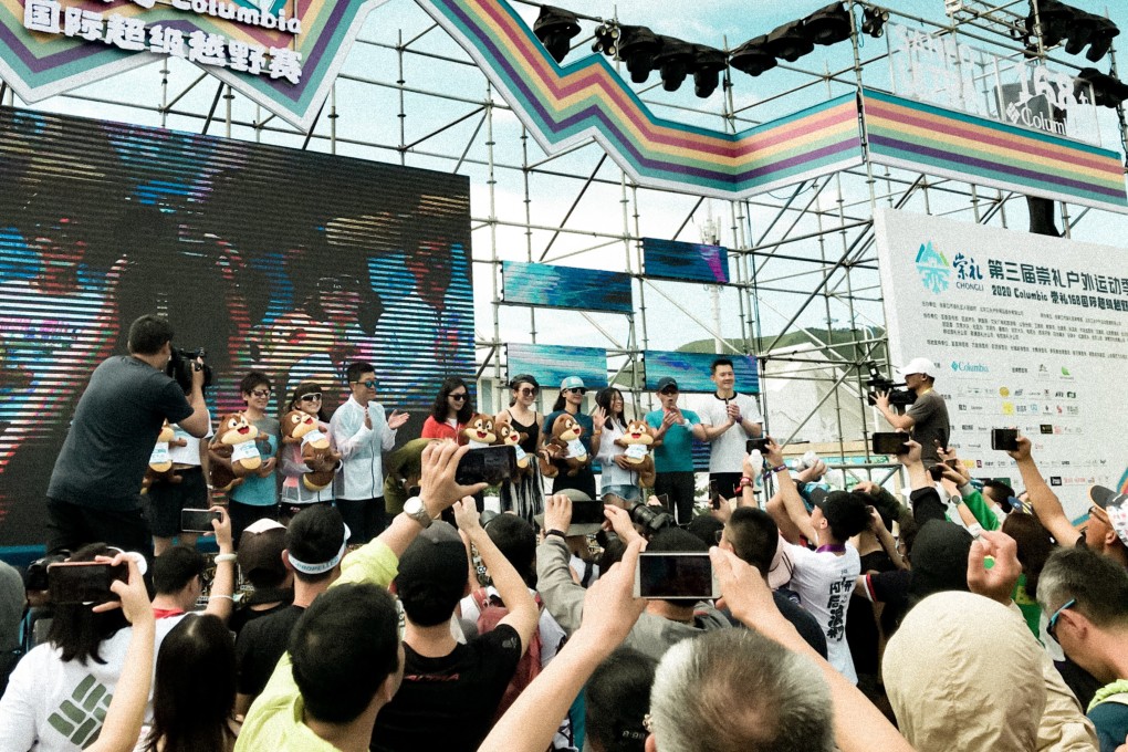 The prize-giving ceremony for the women’s winners at Chongli, where crowds of runners and fans mark the return of the ‘old normal’. Photo: Handout
