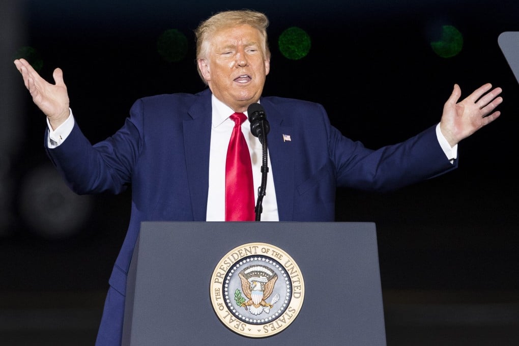 US President Donald Trump speaks during a campaign rally in New Hampshire on Friday. Photo: Bloomberg