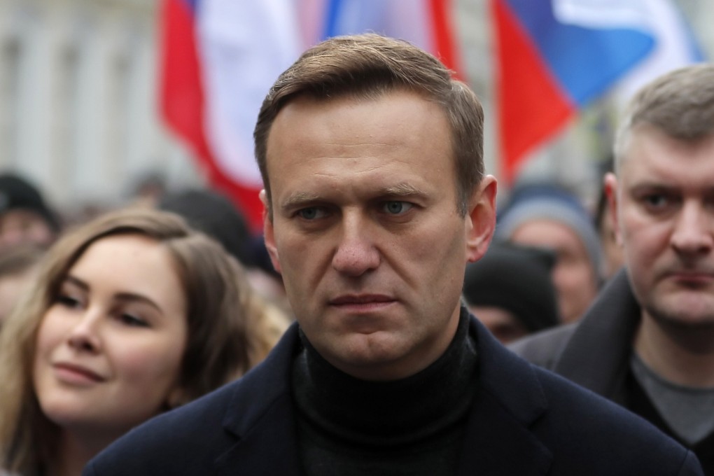 Russian opposition leader and anti-corruption activist Alexei Navalny, centre, pictured in February. Photo: EPA