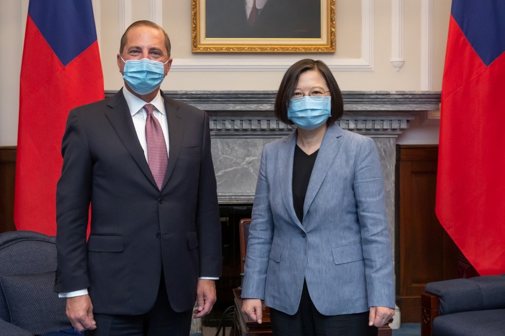 US Secretary of Health and Human Services Alex Azar and Taiwan’s leader Tsai Ing-wen during Azar’s Taiwan visit in August. Photo: Reuters