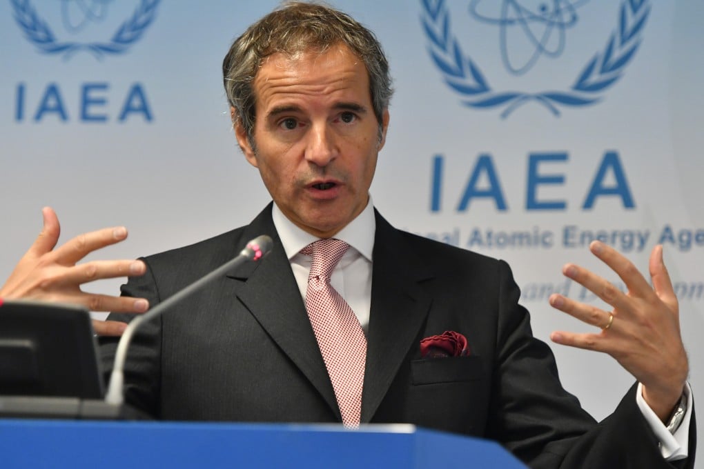 IAEA director general Rafael Mariano Grossi briefs the media on Iran, which he said has allowed outside inspectors to visit one of two suspect sites to verify possible past nuclear activities there. Photo: DPA