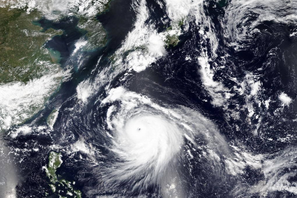 A Nasa satellite image shows Typhoon Haishen approaching Japan's southern regions, on the heels of an earlier typhoon. Photo: AP